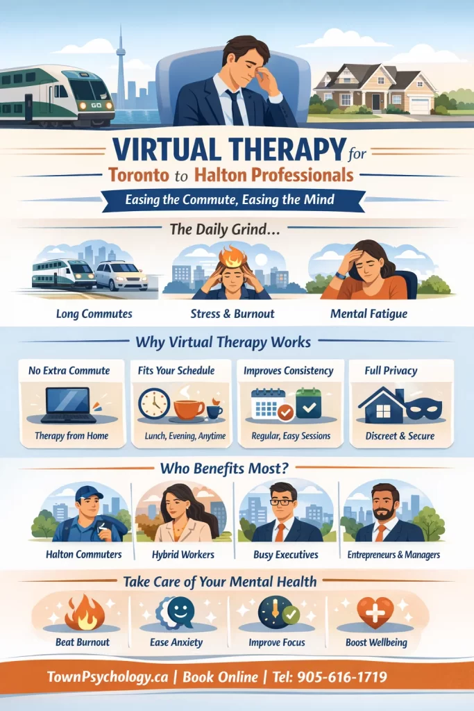 Infographic Showing Virtual Therapy for Working Professionals